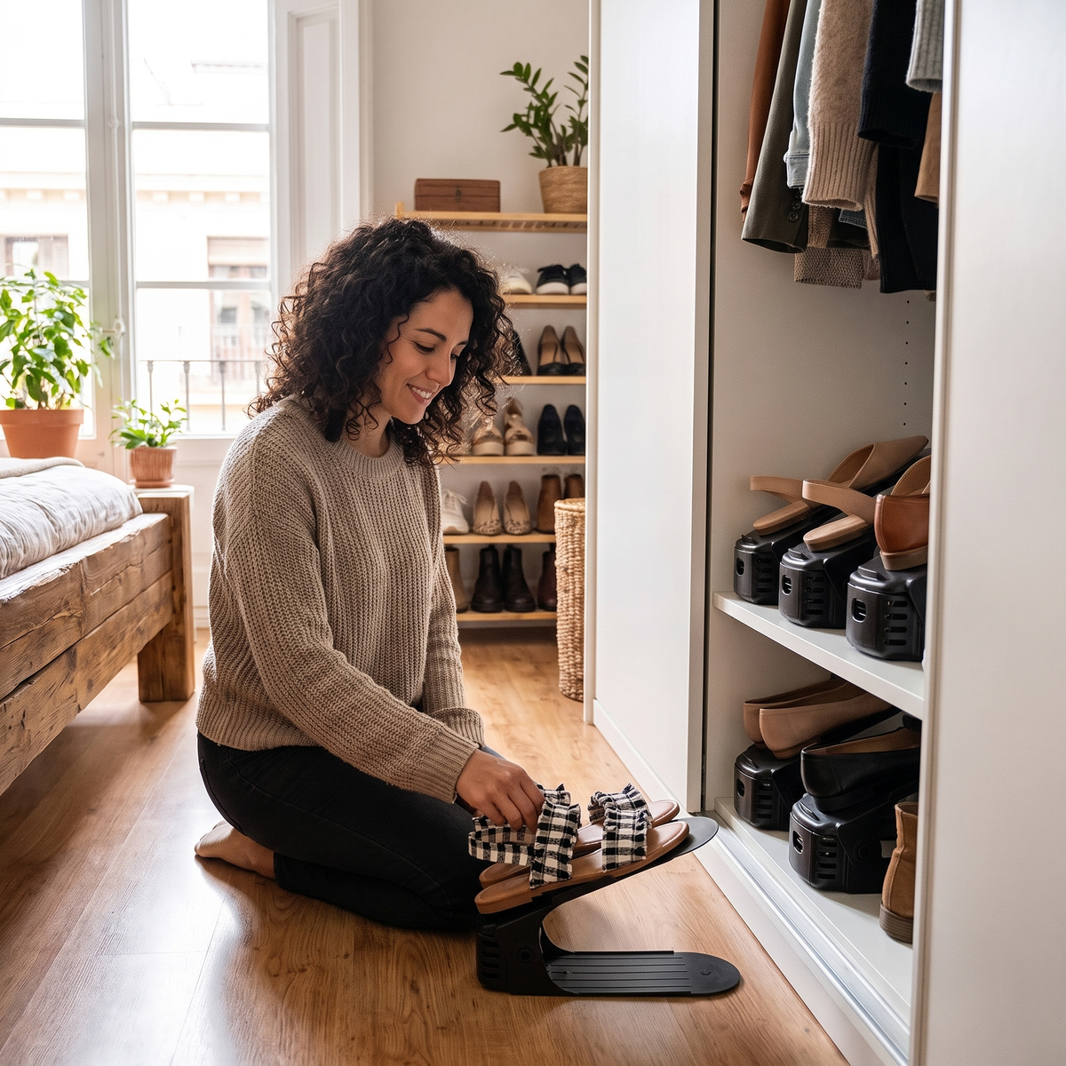 Cliente usando el organizador de zapatos Zapatex