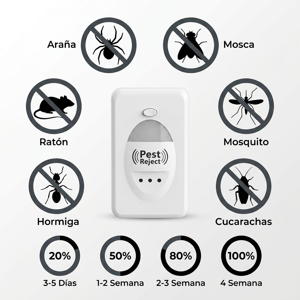 Pest Reject Pro® | Elimina Cucarachas, Ratones y Mosquitos 24/7 · Sin Fumigadores ni Venenos