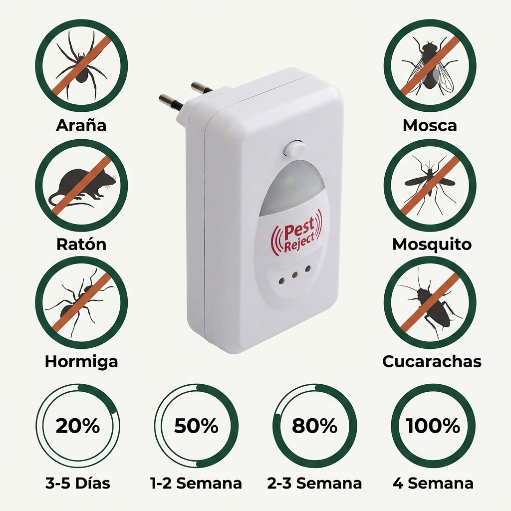 Pest Reject Pro® | Elimina Cucarachas, Ratones y Mosquitos 24/7 · Sin Fumigadores ni Venenos