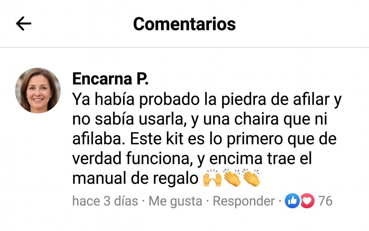 Comentario de Facebook de Encarna P. sobre el KITAFILADOR