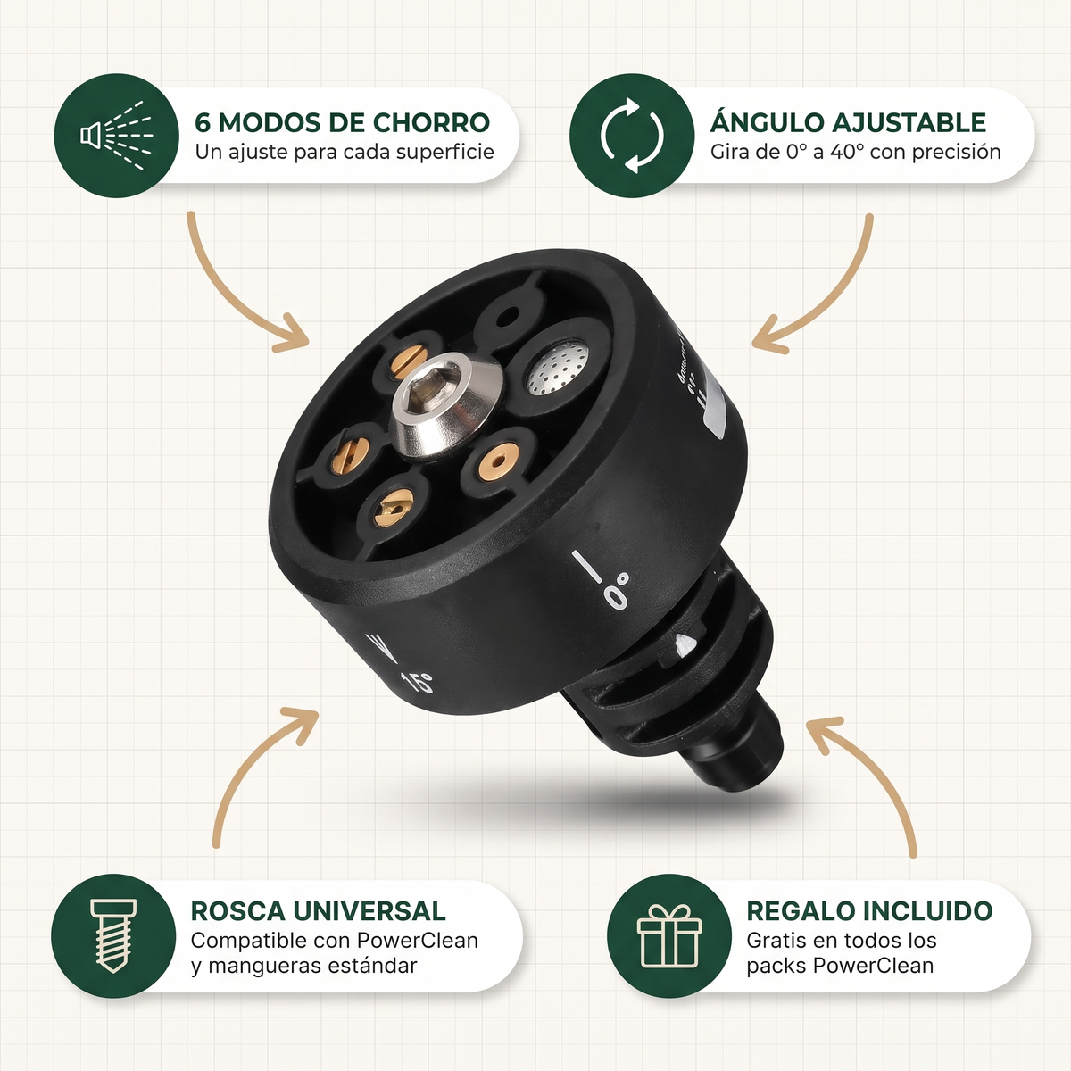 PowerClean Boquilla 6 en 1 infografia