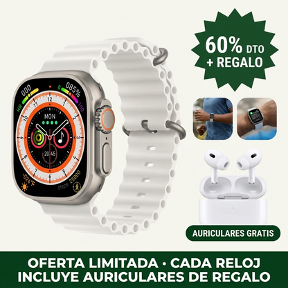 Pack smartwatch con auriculares de regalo